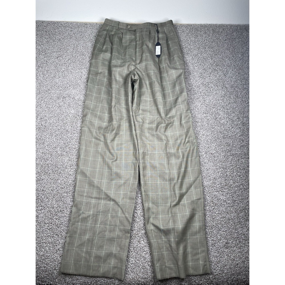 NWT Barry Bricken Felice Plaid Wool Trouser Pants Unfinished Hem Sz 10 MSRP $338